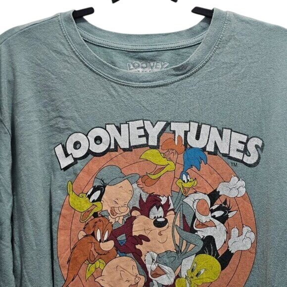 Vintage Looney Tunes men's long-sleeve tee — green, size M - Picture 5 of 9